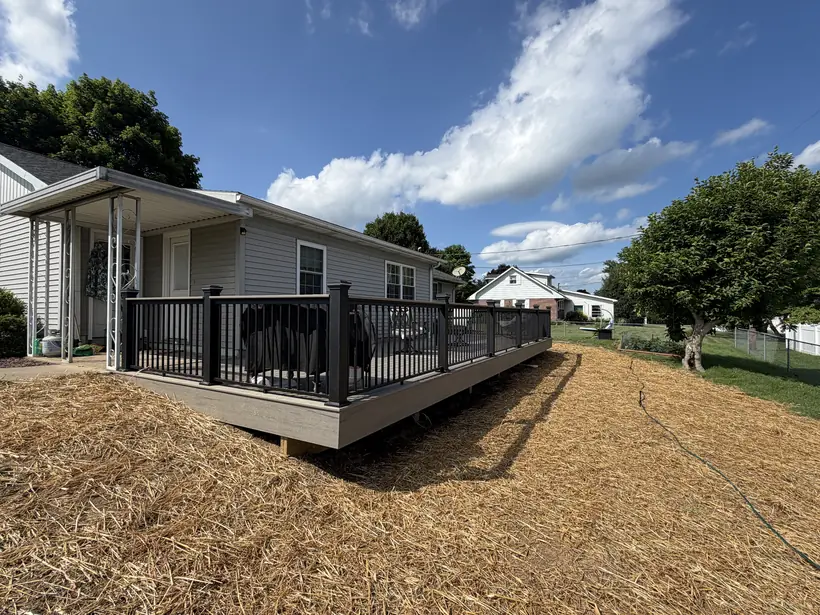 Completed deck and regraded, seeded yard in Shamokin Dam